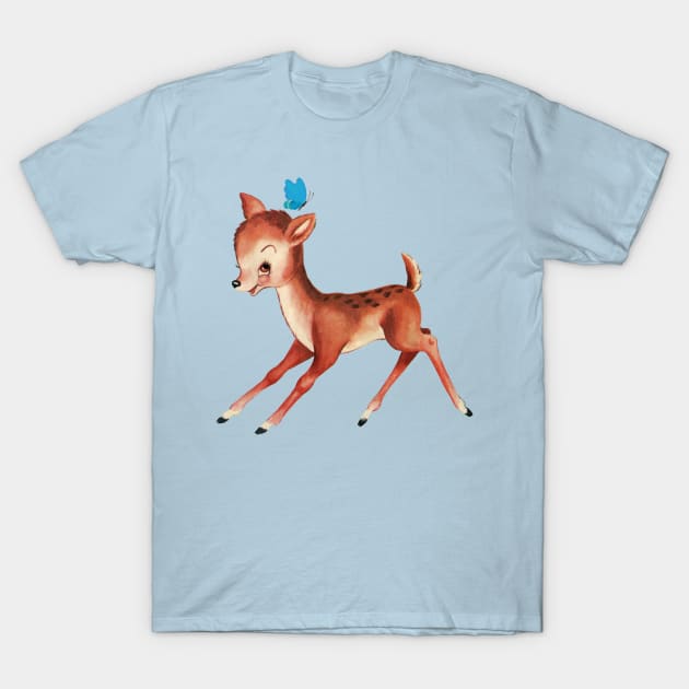 Playful baby deer and butterfly T-Shirt by LittleBean